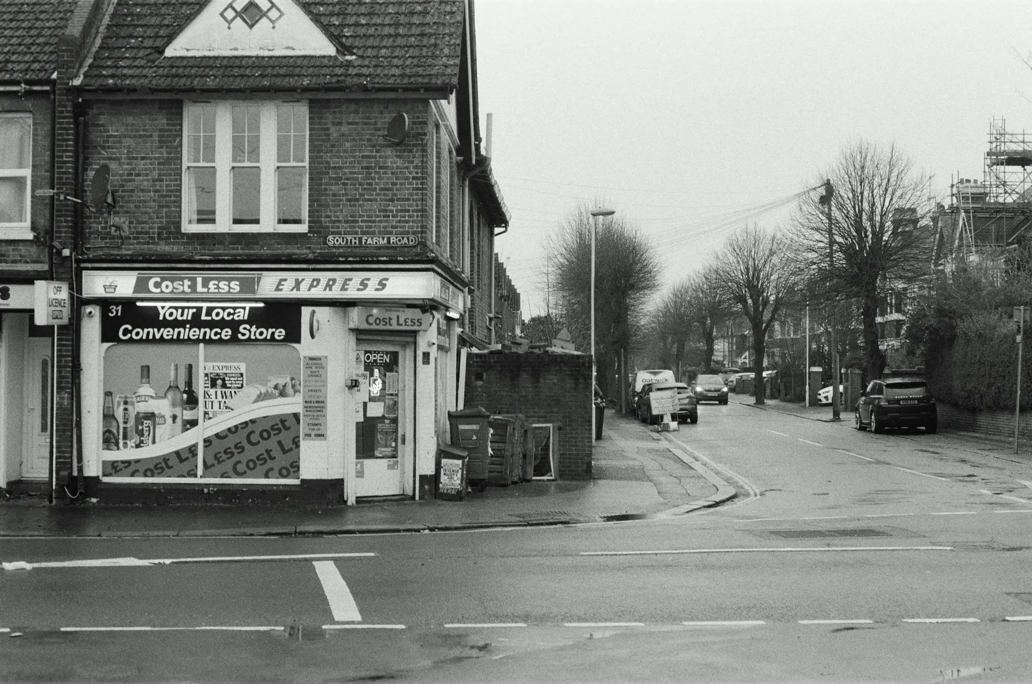 Black-and-white photograph from Worthing, Christmas 2023